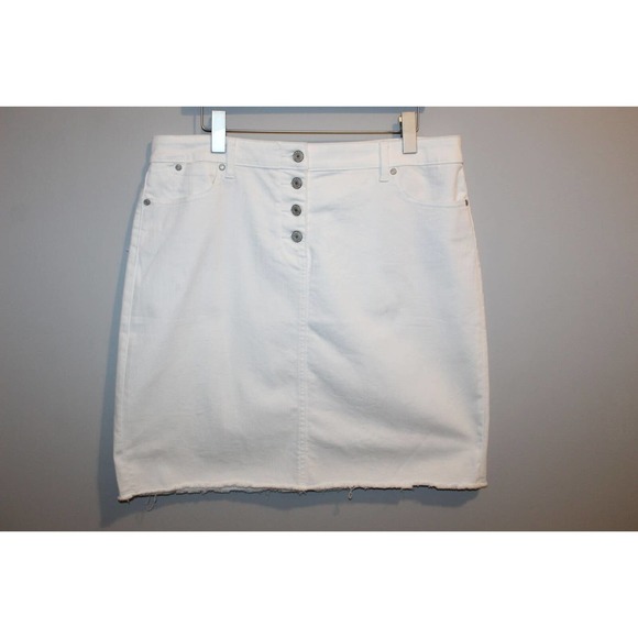 Talbots Dresses & Skirts - NWT Talbots Denim Pencil Jean Skirt Button Front Raw Hem Plus Size 16 HW7675